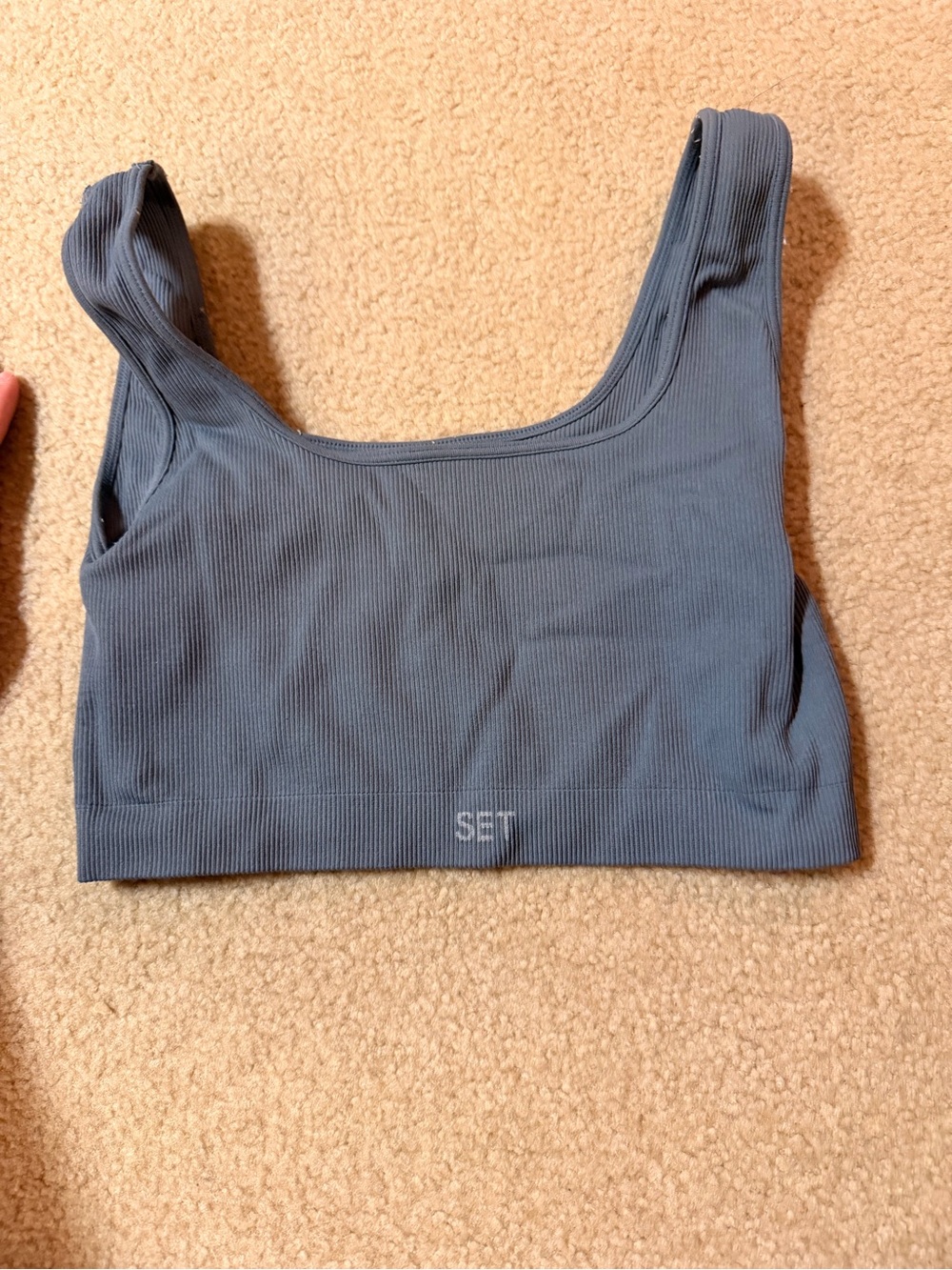 SET Active Ribbed Scoop Bralette - Slate Blue